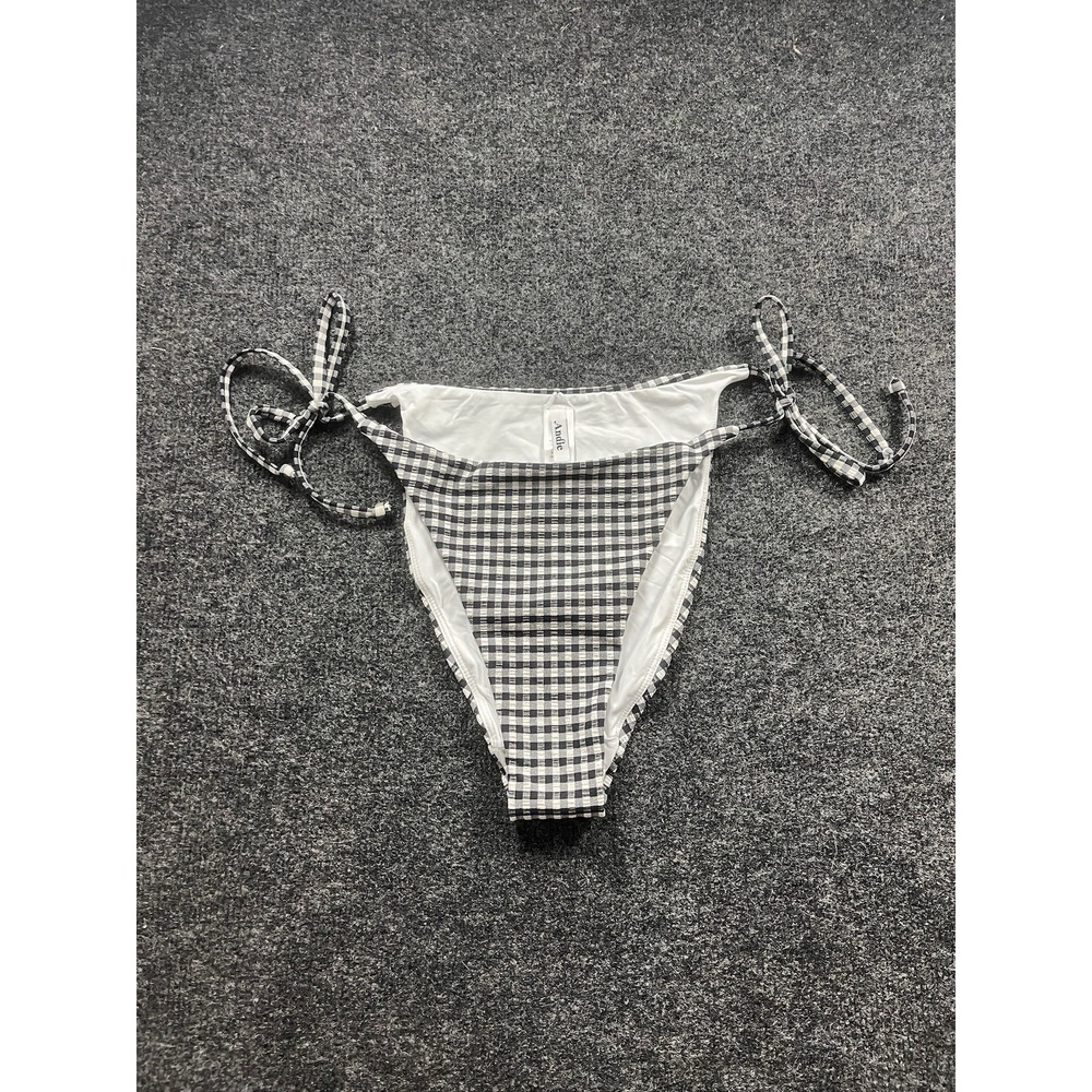 Andie Swim Bikini Bottom Womens Large The String Bottom Black Gingham Checkered
